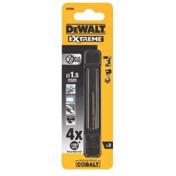 DeWalt Extreme Straight Shank Metal Drill Bit 1.5mm x 34mm 2 Pack