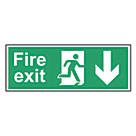 Non Photoluminescent "Fire Exit Man Down Arrow" Sign 150 x 400mm
