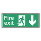 Essentials  Non Photoluminescent "Fire Exit Man Down Arrow" Sign 150mm x 400mm
