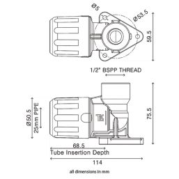 Flomasta  MDPE Wall-Plate Elbow 25mm x 1/2"