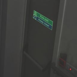 Essentials  Photoluminescent "Fire Exit Keep Clear" Sign 150mm x 400mm