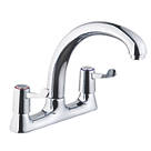 Deck-Mounted Dual-Lever Mixer Kitchen Tap Chrome