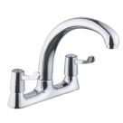 Deck Mounted Dual-Lever Mixer Kitchen Tap Chrome