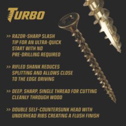 TurboGold  PZ Double-Countersunk  Multipurpose Screws 6mm x 80mm 100 Pack