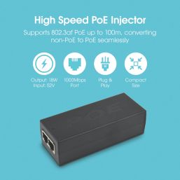 Labgear Gigabit 2 Port PoE Injector 18W Black