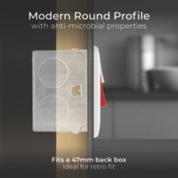 British General 800 Series 45A 2-Gang DP Cooker Switch & 13A DP Switched Socket White with LED