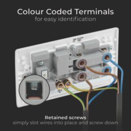 British General 800 Series 45A 2-Gang DP Cooker Switch & 13A DP Switched Socket White with LED