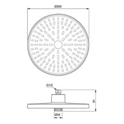 Ideal Standard Alu+ Fixed Rain Shower Head Silver 260mm