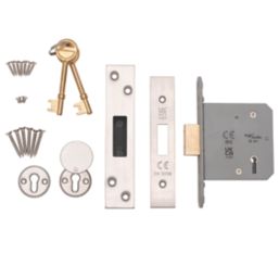 Smith & Locke Fire Rated  5 Lever Nickel Deadlock 76mm Case - 57mm Backset