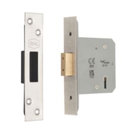 Smith & Locke Fire Rated  5 Lever Nickel Deadlock 76mm Case - 57mm Backset