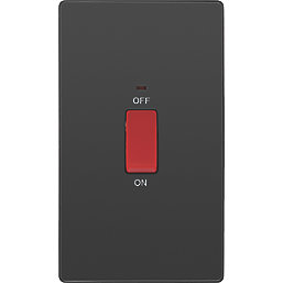 British General Evolve 45A 2-Gang 2-Pole Cooker Switch Black with LED