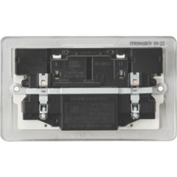 Knightsbridge  13A 2-Gang SP Switched Socket + 4.0A 20W 2-Outlet Type A & C USB Charger Brushed Chrome with White Inserts