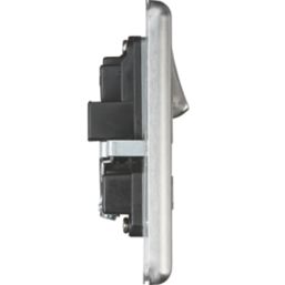 Knightsbridge  13A 2-Gang DP Switched Double Socket Brushed Chrome  with Colour-Matched Inserts