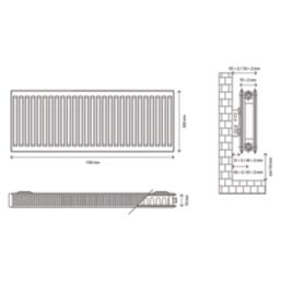 Flomasta 500mm x 1100mm 4312BTU White Type 21 Convector Radiator