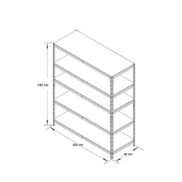 Essentials  5-Tier Metal Shelving Unit 1200mm x 400mm x 1800mm