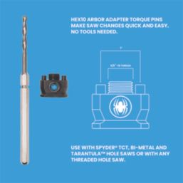 Spyder  Hex Shank Multi-Material Hole Saw Arbor with 187mm Pilot Drill