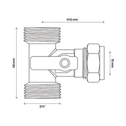 Flomasta Compression Tee Valve 15mm x 3/4" x 3/4"