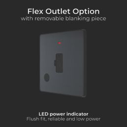 British General Evolve 13A Unswitched Fused Spur with LED Grey with Black Inserts