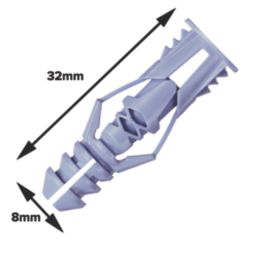 Cobra TripleGrip Universal Wall Fixings 8mm x 32mm 125 Pack
