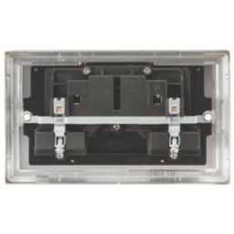 Knightsbridge  13A 2-Gang DP Switched Double Socket Brushed Chrome  with Black Inserts