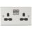 Knightsbridge  13A 2-Gang DP Switched Double Socket Brushed Chrome  with Black Inserts