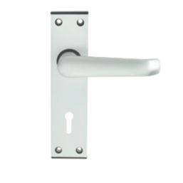 Union Ambassador Lock Door Handle Pair Satin Aluminium