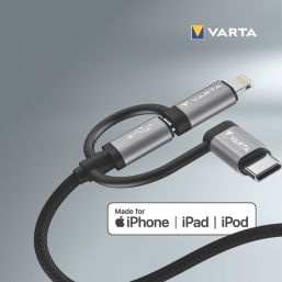 Varta USB-A to Micro USB-B / Lightning / USB-C 3-in-1 Sync & Charge Cable 2m