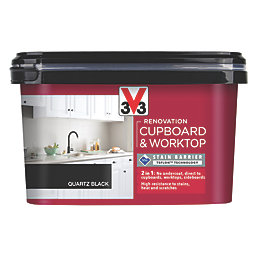 V33 Renovation Cupboard & Worktop Paint Satin Quartz Black 2Ltr