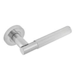 Eclipse Insignia Premium Fire Rated Linear Design Lever On Rose Door Handle Pair Satin Nickel 1 Pair