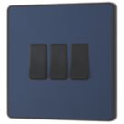 British General Evolve 20 A  16AX 3-Gang 2-Way Light Switch  Blue with Black Inserts
