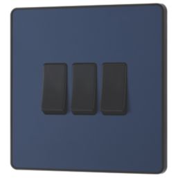 British General Evolve 20 A  16AX 3-Gang 2-Way Light Switch  Blue with Black Inserts