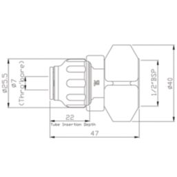 Flomasta  Plastic Push-Fit Straight Tap Connectors 10mm x 1/2" 2 Pack