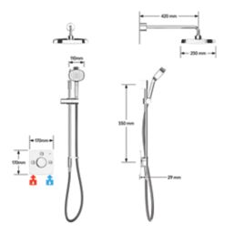 Mira Evoco Rear-Fed Concealed Chrome Thermostatic Built-In Mixer Shower with Diverter & Bath Fill