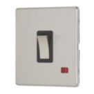 Contactum Lyric 20A 1-Gang DP Control Switch Brushed Steel with Neon with Black Inserts