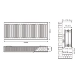 Flomasta 400mm x 1100mm 4571BTU White Type 22 Convector Radiator