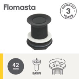 Flomasta Unslotted Captive Basin Waste Matt Black 65mm