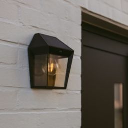 Lutec Avony Outdoor LED Solar Lantern Wall Light With PIR Sensor Black 200lm