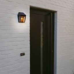 Lutec Avony Outdoor LED Solar Lantern Wall Light With PIR Sensor Black 200lm