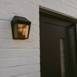 Lutec Avony Outdoor LED Solar Lantern Wall Light With PIR Sensor Black 200lm