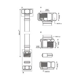 Flomasta Straight Flexible Compression Hose 15mm x 3/4" x 300mm