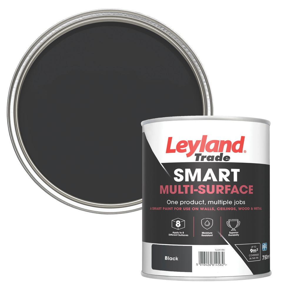Leyland Trade 750ml Black Eggshell Emulsion Multi Surface Paint Screwfix
