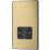 British General Evolve 2-Gang Dual Voltage Shaver Socket 115/240V Satin Brass with Black Inserts