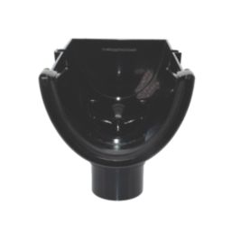 FloPlast Hi-Cap uPVC Half Round Stop End Outlet Black 115mm x 68mm