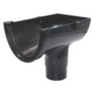 FloPlast Hi-Cap uPVC Half Round Stop End Outlet Black 115mm x 68mm