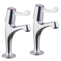Essentials  Pillar Single Lever High Neck Sink Taps Chrome 1 Pair