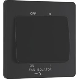 British General Evolve 10A 1-Gang 3-Pole Fan Isolator Switch Matt Black  with Black Inserts