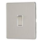 Contactum Lyric 10AX 1-Gang 2-Way Light Switch  Brushed Steel with White Inserts