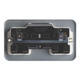 Contactum   13A 2-Gang DP Switched Metal Clad Socket  with White Inserts