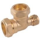 Midbrass  Brass Compression Reducing Tee 1" x 1/2" x 1"
