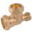 Midbrass  Brass Compression Reducing Tee 1" x 1/2" x 1"
